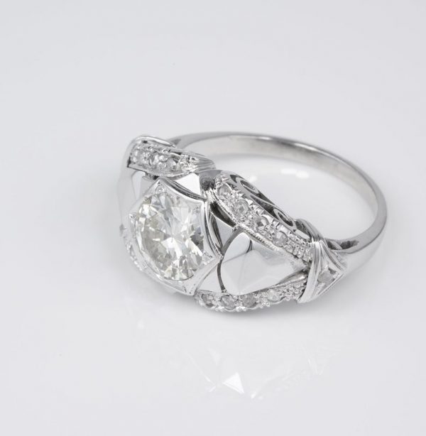 Spectacular Vintage Art Deco 1.30ct Old European Cut Diamond Engagement ring