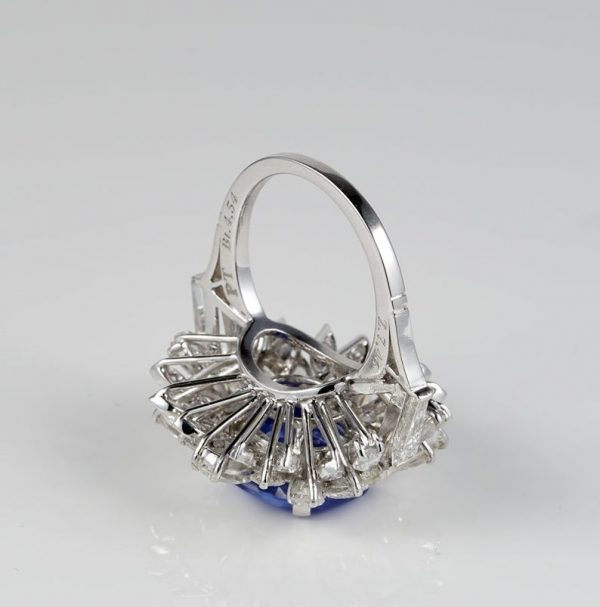 Vintage Natural No Heat Ceylon Sapphire and Diamond Platinum Cocktail Ring