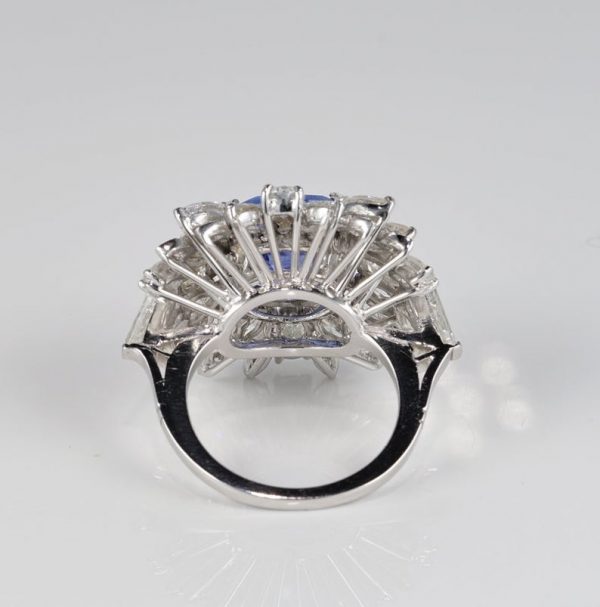 Vintage Natural No Heat Ceylon Sapphire and Diamond Platinum Cocktail Ring