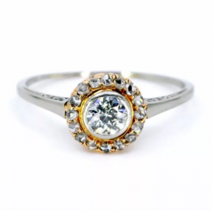 Vintage 0.40ct Old European Cut Diamond 18ct Ring