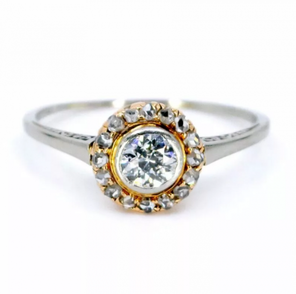 Vintage 0.40ct Old European Cut Diamond 18ct Ring