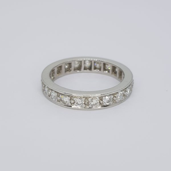 French Full Eternity Diamond Band Ring, 1.20 carat total, in 18ct white gold diamond bearing French control mark, Ring size L