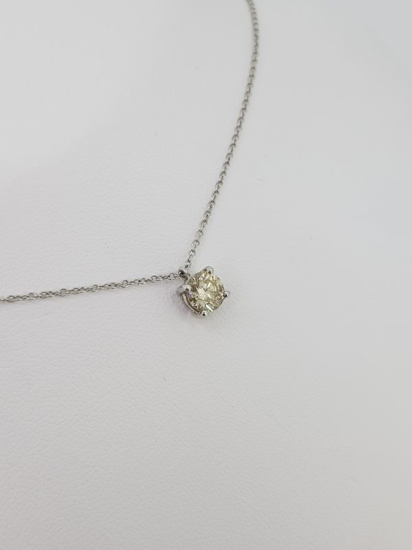 0.69ct Single Stone Diamond Solitaire Pendant on 18ct White Gold Chain