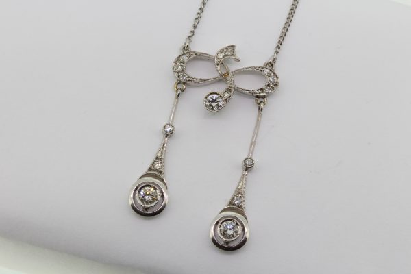 Antique Edwardian Diamond Negligee Pendant Necklace in Platinum