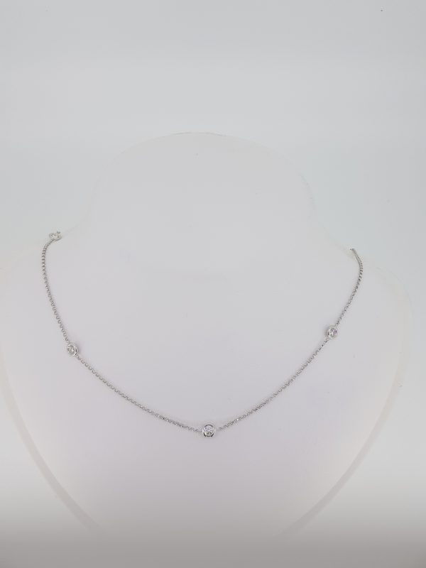 Diamond Set 18ct White Gold Chain, 0.49 carat total, elegant 18ct white gold trace chain interspersed with collet-set brilliant cut diamonds