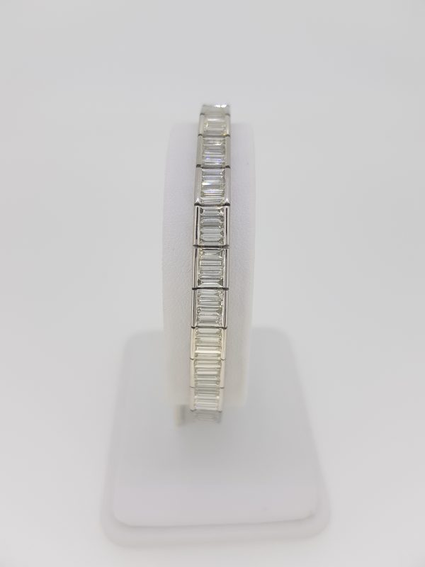 Baguette Cut Diamond Line Bracelet in 18ct White Gold, 6.52 carat total