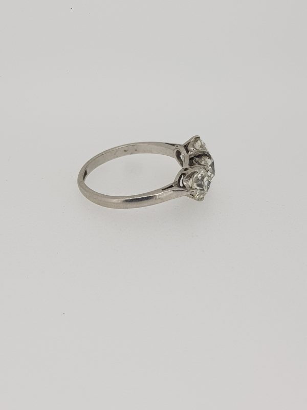 Vintage Old Cut Diamond Three Stone Ring in Platinum, 1.20 carat total, Circa 1920