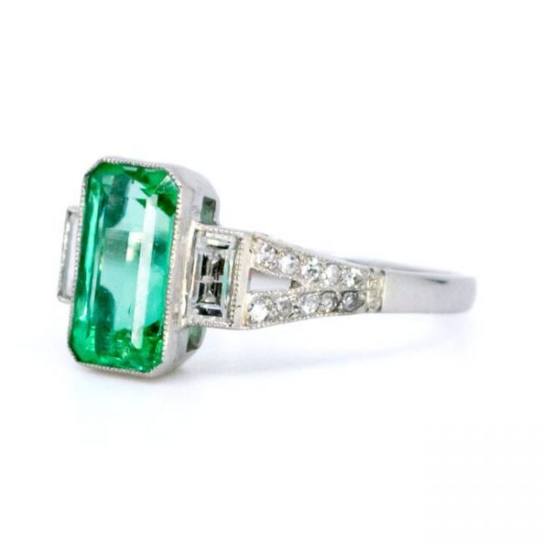 Art Deco Style 1.70ct Emerald and Diamond Ring