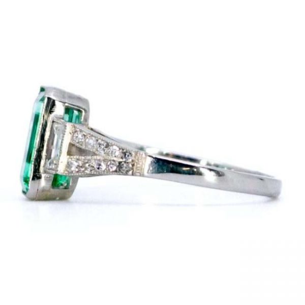 Art Deco Style 1.70ct Emerald and Diamond Ring