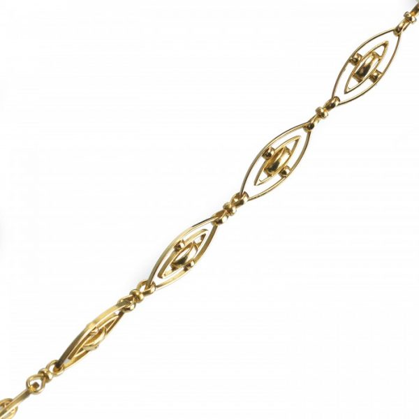 Antique French Gold Long Fancy Link Chain Necklace, Circa 1900
