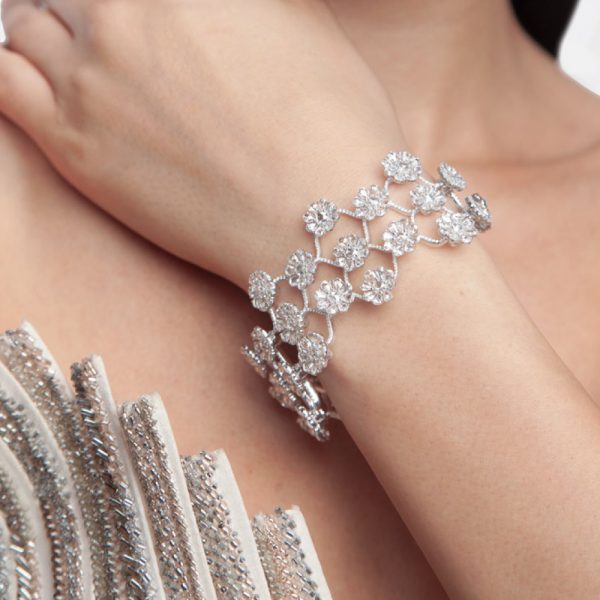 Fine Rose Cut Diamond Floral Cluster Bracelet, 17.25 carats