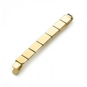 Georg Jensen Gold Tie Clip by Henry Pilstrup, row of graduating rectangles on a bar in 18ct yellow gold with a post 1945 Georg Jensen maker's mark, Circa 1950