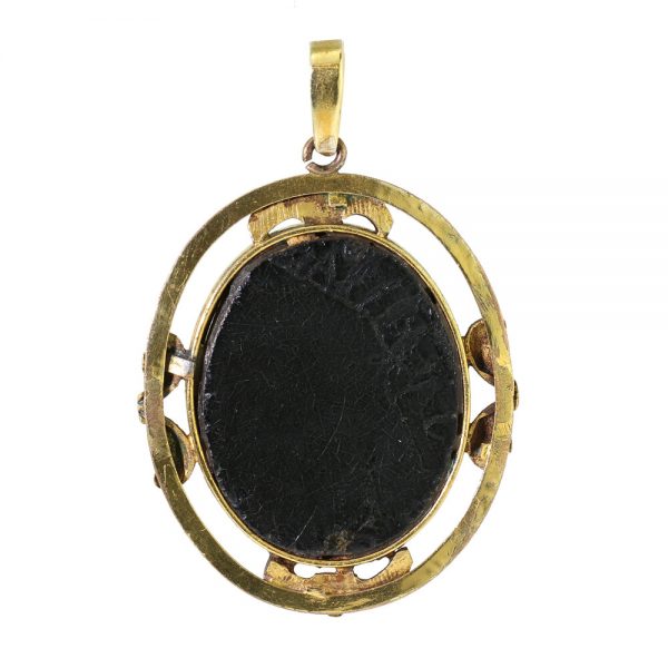 Antique Italian Gold Pendant with Oil Portrait, Late 17th to early 18th Century