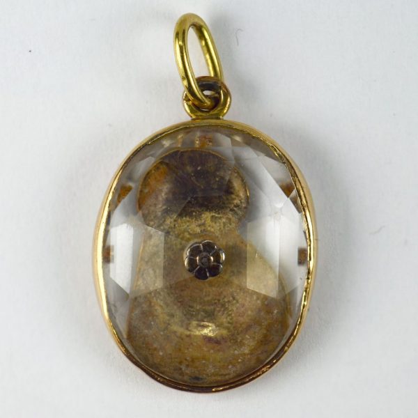 Rock Crystal and 18ct Gold Madonna and Child Charm Pendant
