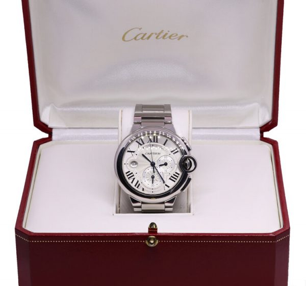Cartier Ballon Bleu 44mm Steel Automatic Chronograph Watch, Ref 3109, with a Cartier box