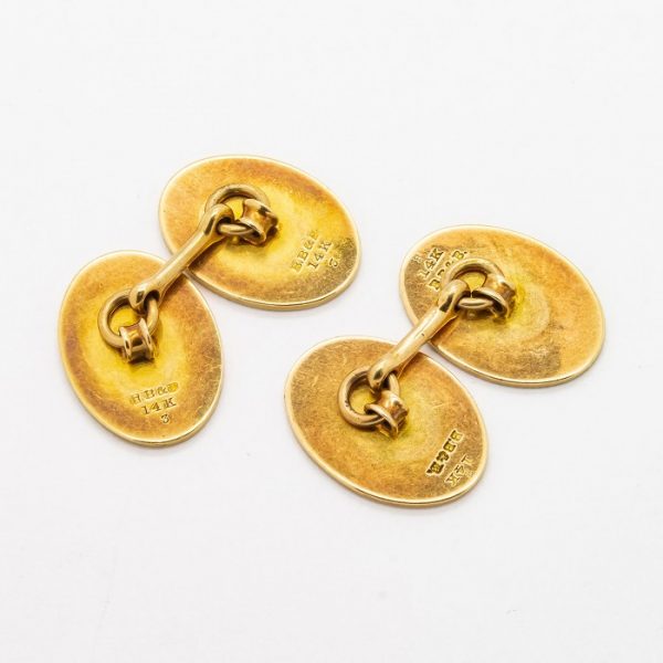 Bailey Banks and Biddle 14ct Gold Oval Cufflinks, Circa 1955