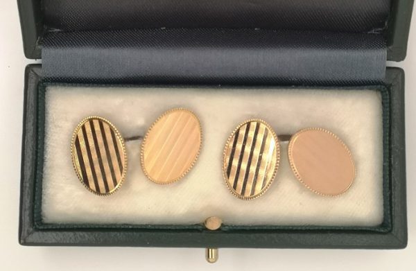 Bailey Banks and Biddle Gold Oval Cufflinks, Circa 1955