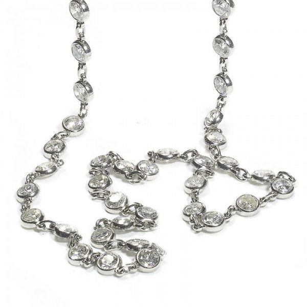 Modern Diamond and Platinum Chain Necklace, 7.77 carats