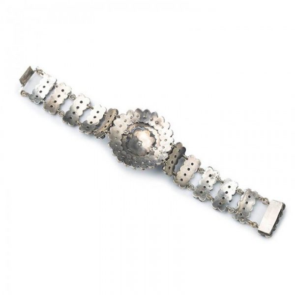 Antique Bohemian Garnet Bracelet in Silver Gilt, Circa 1900