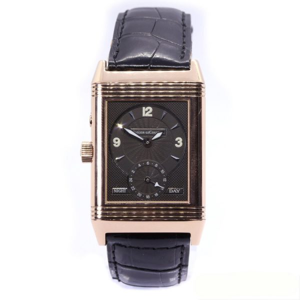 Jaeger LeCoultre Reverso Grande Taille Duoface Day and Night Manual Watch in 18ct Rose Gold; Ref 270.2.54, with Jaeger-LeCoultre box and papers