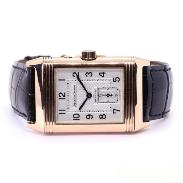 Jaeger LeCoultre Reverso Grande Taille Duoface Day and Night Manual Watch in 18ct Rose Gold; Ref 270.2.54, with Jaeger-LeCoultre box and papers