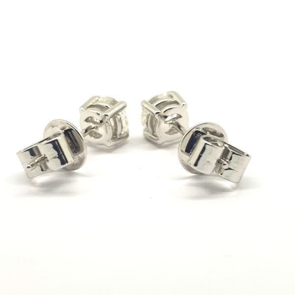 Diamond Stud Earrings in 18ct White Gold; 1.10 carats of round brilliant-cut diamonds, G/H colour SI clarity four-claw set in 18ct white gold