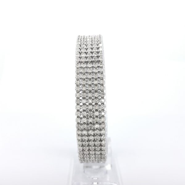 Modern Five Row Diamond Line Bracelet, 12 carat total