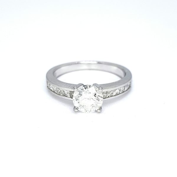 1.07ct Diamond Engagement Ring with Princess Cut Diamond Shoulders