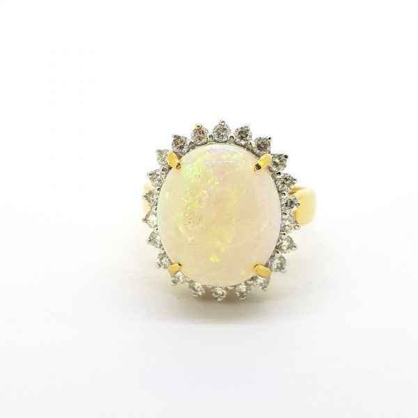 Opal and Diamond Cluster Ring, 7.21 carats