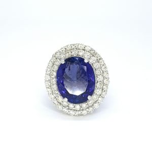 Tanzanite and Diamond Oval Cluster Dress Ring, 9.89 carats