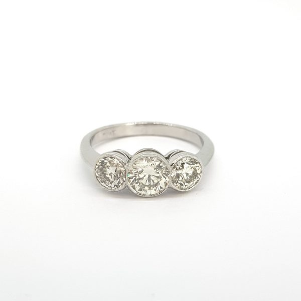 Diamond Three Stone Ring in Platinum, 1.75 carats