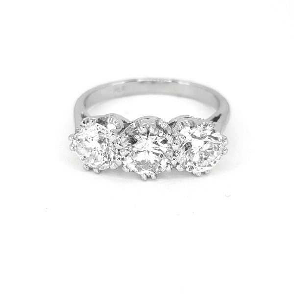 Diamond Three Stone Ring in Platinum, 2.34 carats G colour