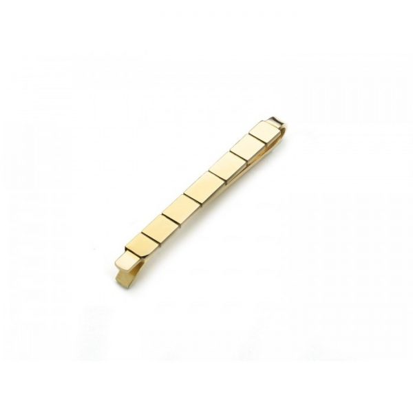 Georg Jensen Gold Tie Clip by Henry Pilstrup, row of graduating rectangles on a bar in 18ct yellow gold with a post 1945 Georg Jensen maker's mark, Circa 1950