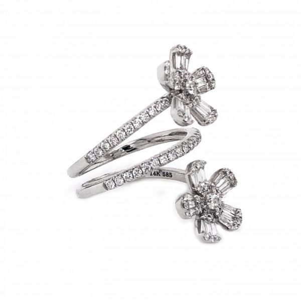 Modern Diamond Double Flower Dress Ring, 1.19 carat total