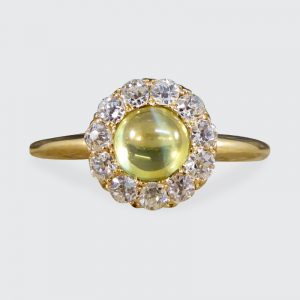 Antique Victorian Cat's Eye and Diamond Ring