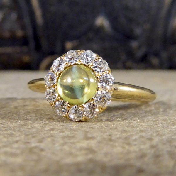 Antique Victorian Cat's Eye and Diamond Ring