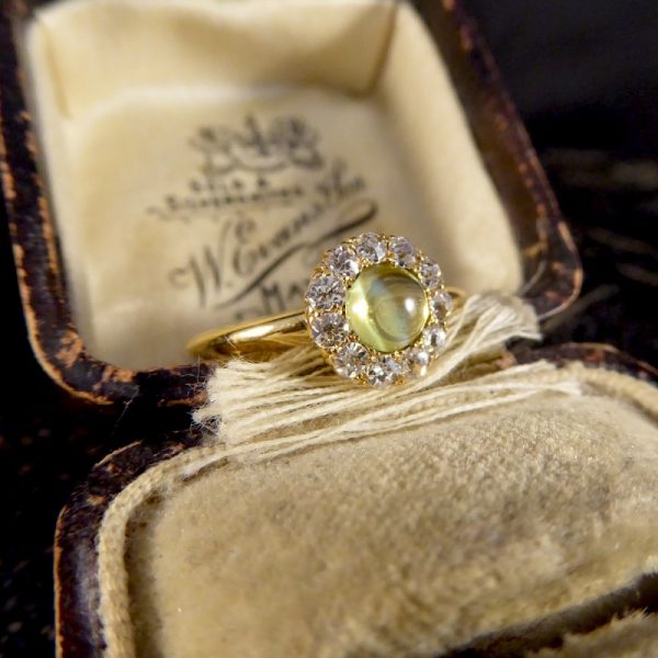 Antique Victorian Cat's Eye and Diamond Ring