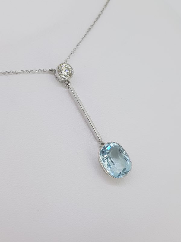 5ct Aquamarine and Diamond Drop Pendant