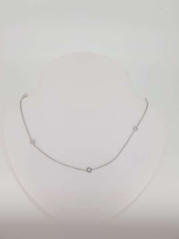 Diamond Set 18ct White Gold Chain Necklace, 18ct white gold trace chain interspersed with 0.22cts collet-set round brilliant-cut diamonds