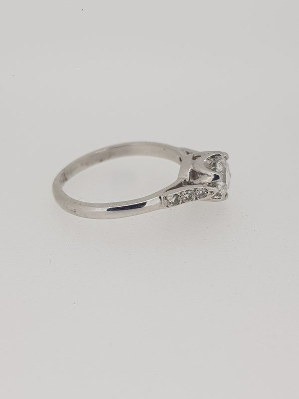 0.96ct Diamond Solitaire Engagement Ring with Diamond Shoulders;