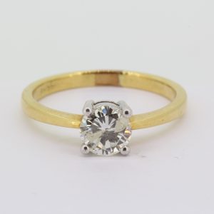 Classic Single Stone Diamond Solitaire Engagement Ring; 1ct round brilliant-cut diamond, four-claw set in 18ct white gold, mounted to an 18ct yellow gold band