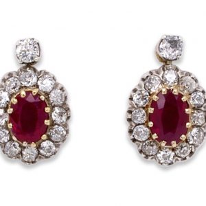 Antique ruby and diamond earring