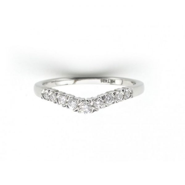 Diamond Wishbone Half Eternity Ring in Platinum; set with nine round brilliant cut diamonds totalling 0.25 carats, Ring size L ½ UK