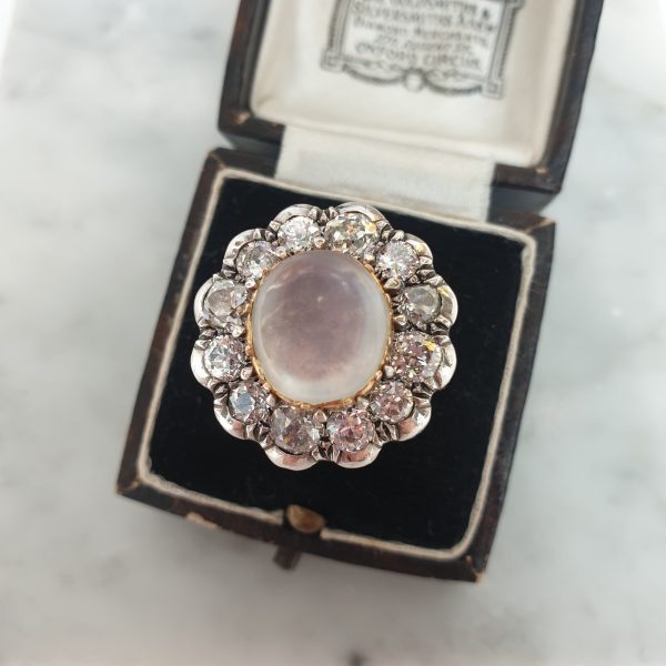 Vintage moonstone and diamond ring