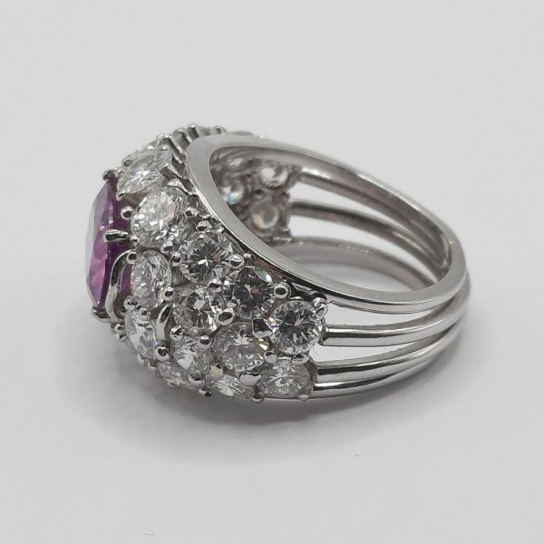 Vintage 3.23ct Natural Pink Sapphire and Diamond Dress Ring