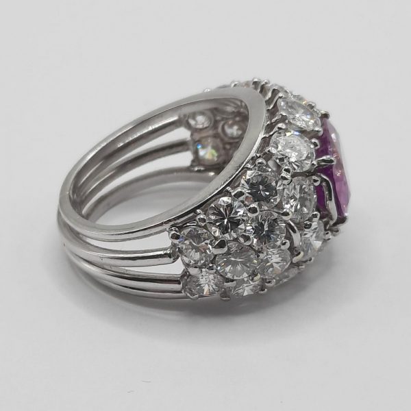 Vintage 3.23ct Natural Pink Sapphire and Diamond Dress Ring