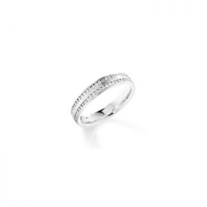 Diamond Set 18ct White Gold Wedding Band Ring, 0.56 carat total, set with two rows of round brilliant cut diamonds, Ring size L