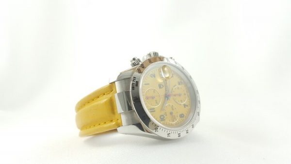 Tudor Prince Date 79280 Chronograph Automatic Wristwatch with Yellow Dial and Rolex Service Papers