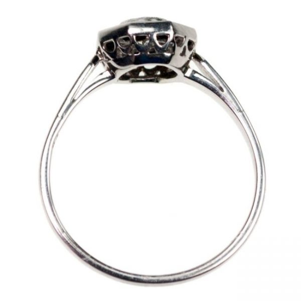 Vintage Old Mine Cut Diamond and Onyx Ring in Platinum