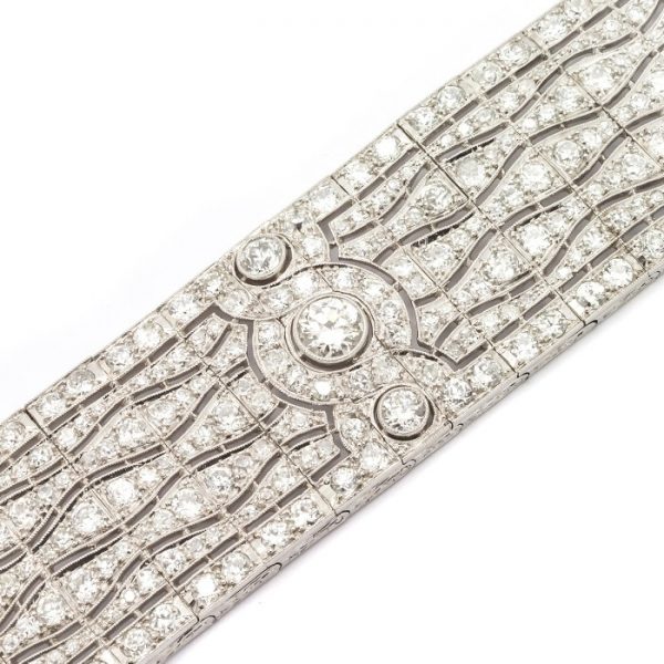 Art Deco Diamond Bracelet in Platinum, 23 carat total